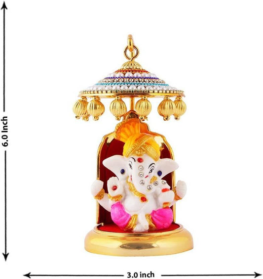 Ganesh Ji Idol Statue - 6 cm  (Polyresin, Multicolor)